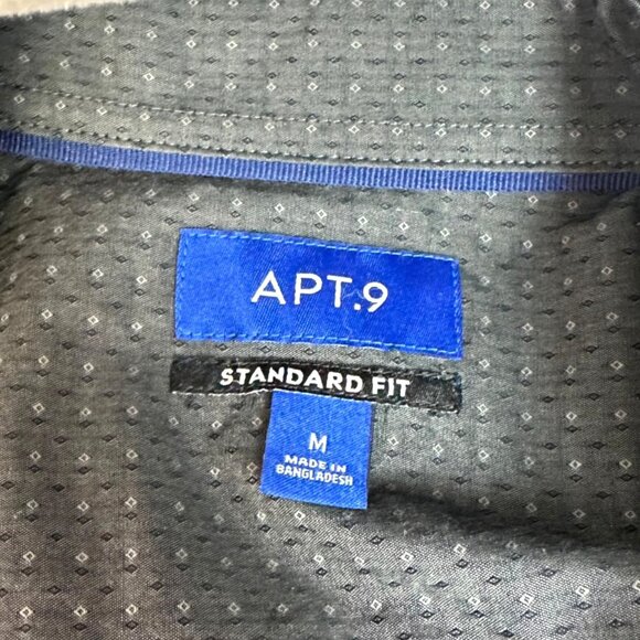 Apt. 9 Black Geo Textured Short Sleeve Standard Fit Button Up Shirt Men's Size M - Picture 5 of 10